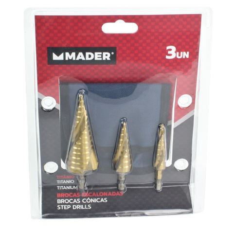 JUEGO DE BROCAS ESCALONADAS 3 PCS MADER - 63424-3