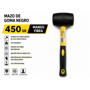 MAZO DE GOMA NEGRO 450GR. MANGO FIBRA BLIM