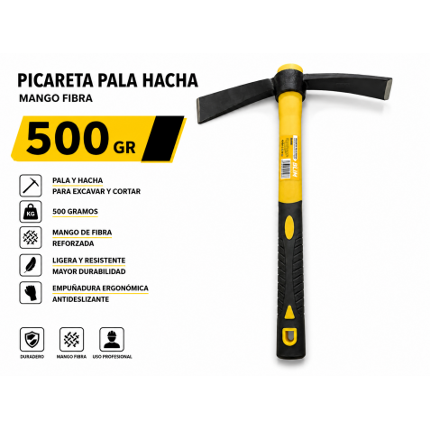 PICARETA PALA HACHA 500GR MANGO FIBRA...