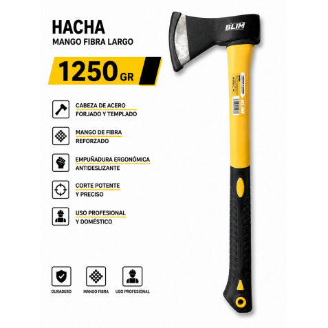 HACHA 1250GR MANGO FIBRA LARGO BLIM