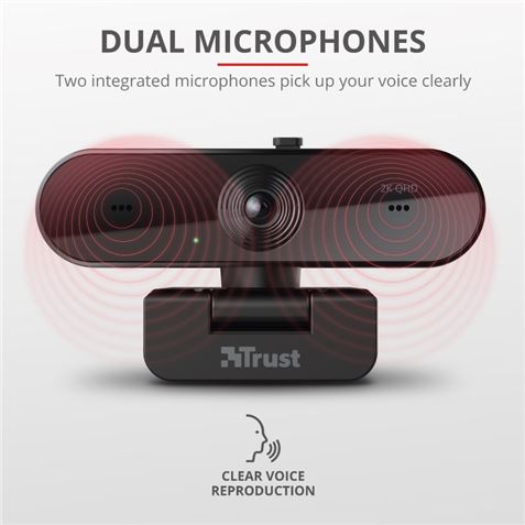WEBCAM QHD 2K | GRAN ANGULAR | DOBLE MICRO | TRUST TW-250 - 24421-1