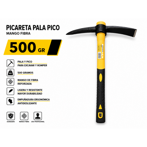 PICARETA PALA PICO 500GR MANGO FIBRA...