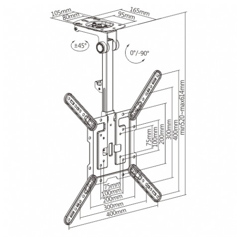 SOPORTE TECHO BASCULANTE TV 23" - 55"...