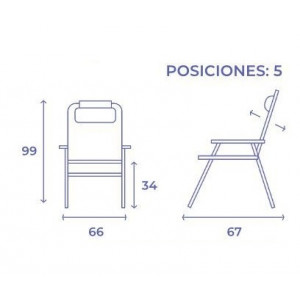 SILLA PLEGABLE 5 POSICIONES ALUMINIO...