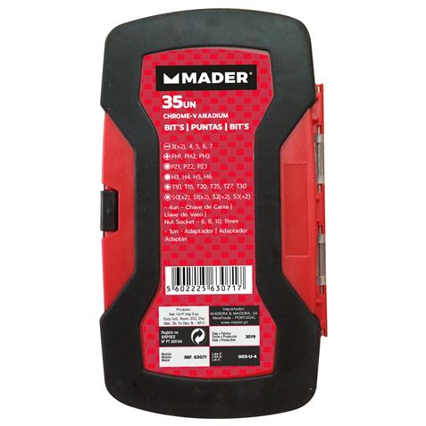 JUEGO VASOS Y PUNTAS 35PCS CRV MADER - 63071-2