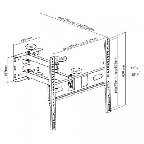 SOPORTE CON BRAZO TV LED, LCD 32"-65"...