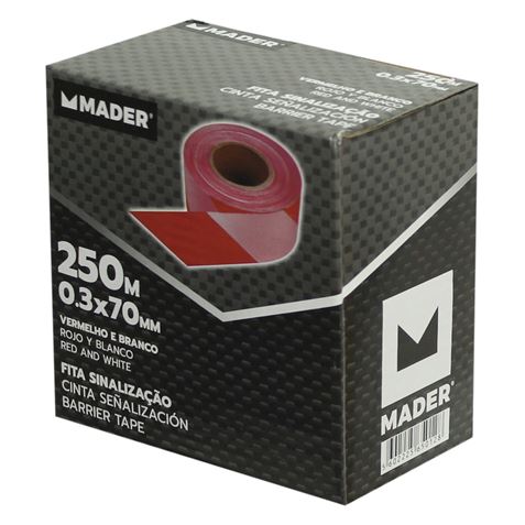 CINTA DE SEÑALIZACION ROJO-BLANCO 250Mtrs.X7Cm. MADER - 65012-2
