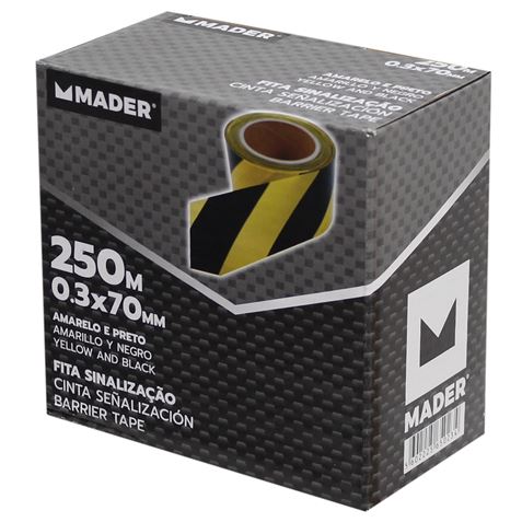 CINTA DE SEÑALIZACION NEGRO-AMARILLO 250Mtrs.X7Cm. MADER - 65023-2