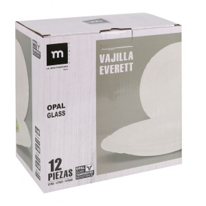 VAJILLA 12 PIEZAS REDONDA BLANCO OPAL...