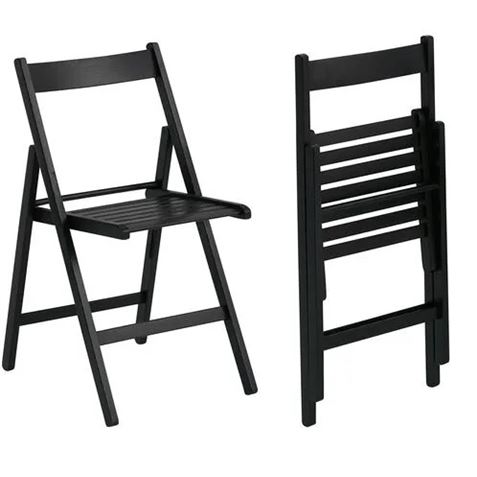 SILLA PLEGABLE DE MADERA DE HAYA BARNIZADA NEGRA - 80146-1