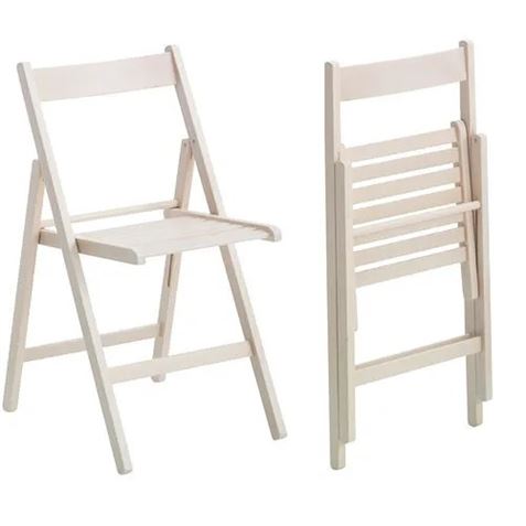 SILLA PLEGABLE DE MADERA DE HAYA BARNIZADA BLANCA - 80147-1