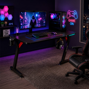 MESA GAMING PRO300 FIBRA CARBONO LUZ...