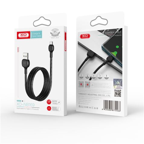 CABLE NB169 CORDON USB - LIGHTNING | 2A | 1 MTR | NEGRO XO - XONB169