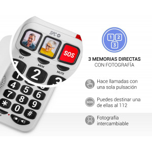 TELEFONO FIJO TECLAS XXL 3295B BLANCO...