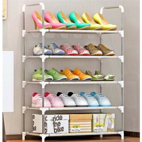 ZAPATERO METALICO PLATEADO 5 BALDAS 60X30X90CM - 80203-1