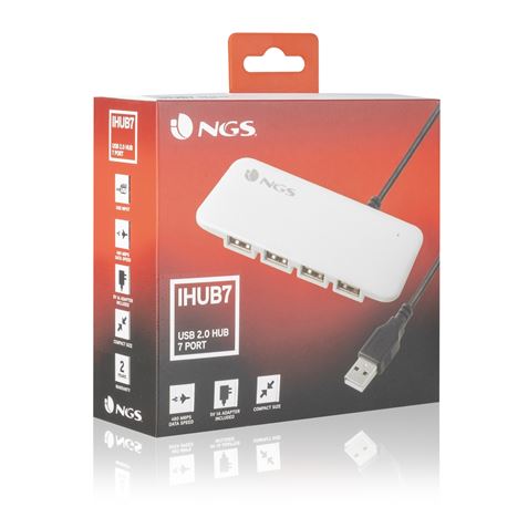 HUB USB NGS 7 PUERTOS USB 2.0 CON ALIMENTACION BLANCO - IHUB7-1