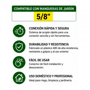 CONECTOR RAPIDO PARA MANGUERA 5/8"...