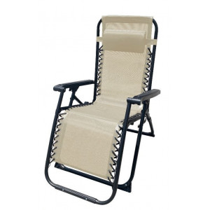 TUMBONA PLEGABLE BEIGE DE ACERO CON...