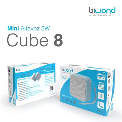 MINI ALTAVOZ BLUETOOTH 5W CUBE 8 NEGRO BIWOND - BW0048-3 MINI ALTAVOZ BLUETOOTH 5W CUBE 8 NEGRO BIWOND - BW0048-3