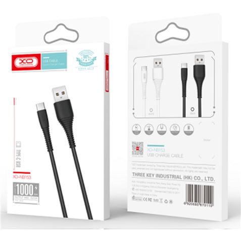 CABLE NB156 SILICONA USB - LIGHTNING | 2.4A | 1 MTR | NEGRO XO - XOPR153