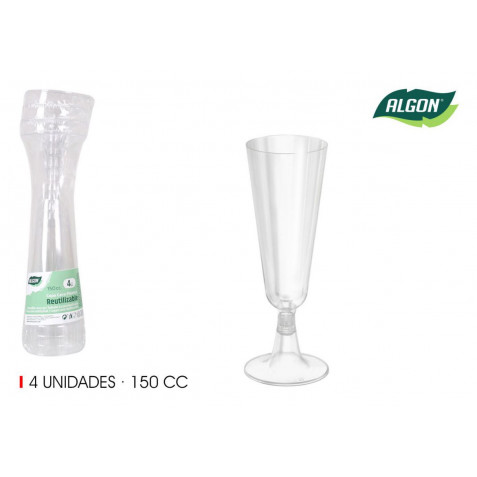 SET 4 COPAS CAVA PIE TRANSPARENTE...