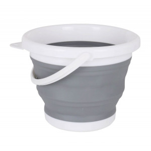 CUBO 5 LITROS PLEGABLE CON ASA GRIS