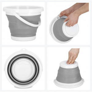 CUBO 5 LITROS PLEGABLE CON ASA GRIS