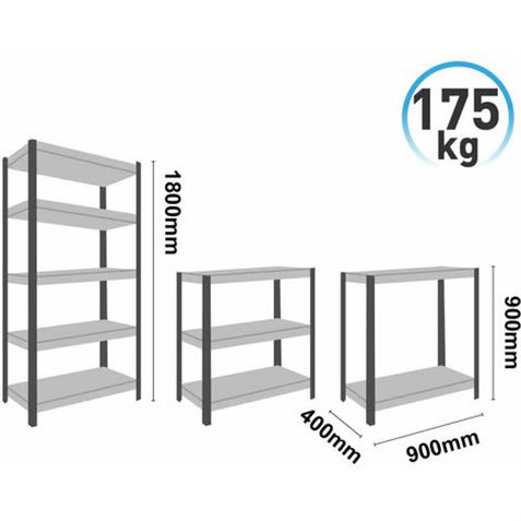 ESTANTERIA METÁLICA 5 BALDAS 180X90X40CM CROMAD - 75830-4
