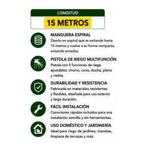 MANGUERA ESPIRAL DE JARDIN 15 METROS...