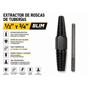 EXTRACTOR DE ROSCAS DE TUBERIAS 1/2"...