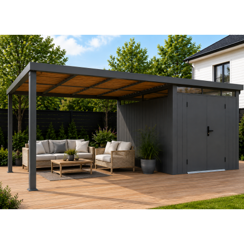 PÉRGOLA LATERAL PARA CASETA METAL...