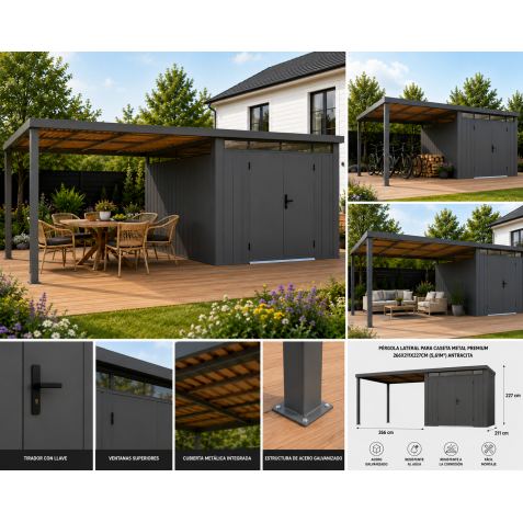 PÉRGOLA LATERAL PARA CASETA METAL...