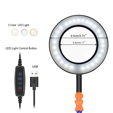 SOPORTE PISTOLA SOLDADURA 4 MANOS CON LUPA LED AZUL NEWACALOX - 54408-1