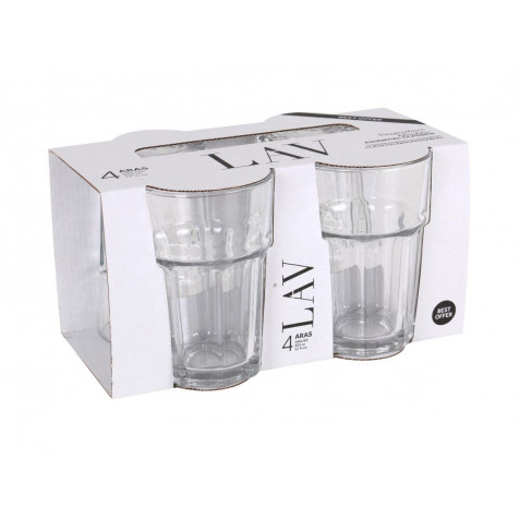 SET 4 VASOS VIDRIO 365CC ARAS LAV