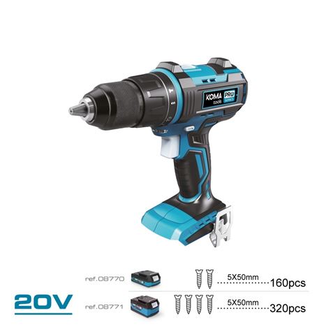 TALADRO PERCUTOR / ATORNILLADOR 20V BRUSHLESS (SIN BATERIA Y CARGADOR) KOMA - 08762_1 TALADRO PERCUTOR / ATORNILLADOR 20V BRUSHLESS (SIN BATERIA Y CARGADOR) KOMA - 08762_1