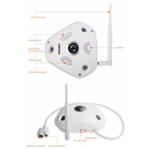 CAMARA IP PANORÁMICA 360º 5MP | WIFI | SD | ONVIF | CAMVIEW - CV0163-1