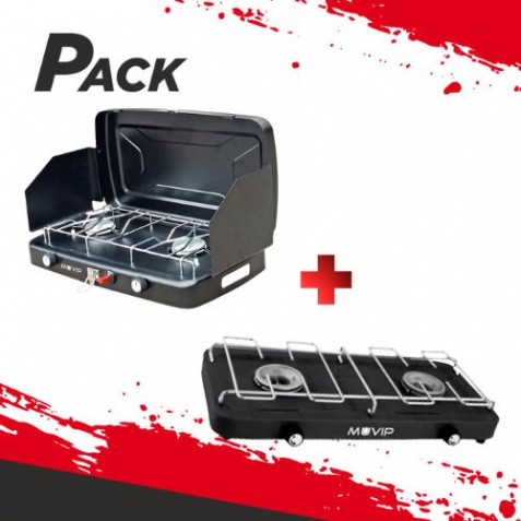 COCINA DE GAS 2 FUEGOS + PROTECTORES CONTRA VIENTO + COCINA DE GAS 2 FUEGOS