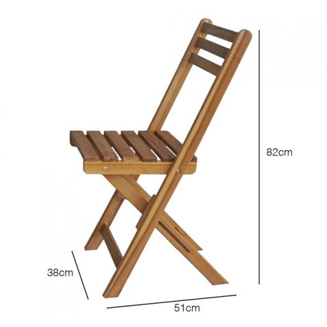 CONJUNTO DE JARDIN PLEGABLE MESA CUADRADA Y 2 SILLAS ECO MADERA DE ACACIA - 75798-2