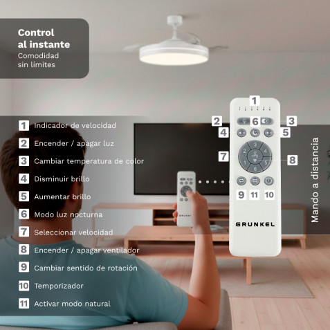 VENTILADOR DE TECHO 42" LED BLANCO...