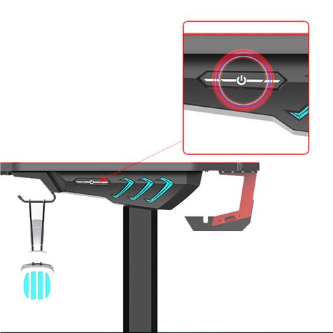 MESA GAMING PRO800 XL FIBRA CARBONO | LUZ RGB | ALFOMBRILLA 140CM MUVIP - MV0280-4