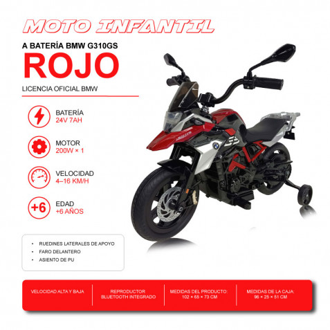 MOTO INFANTIL A BATERIA BMW G310GS ROJA