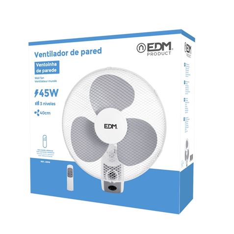 VENTILADOR PARED BLANCO 45W Ø ASPAS 40 CM | MANDO A DISTANCIA EDM - 33916_2