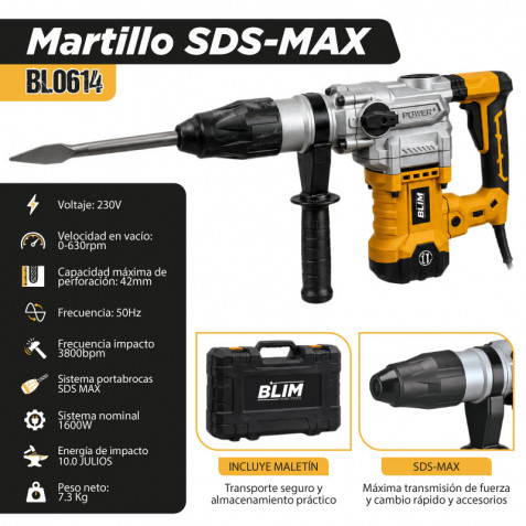 MARTILLO SDS-MAX 1600W 10 JULIOS BLIM
