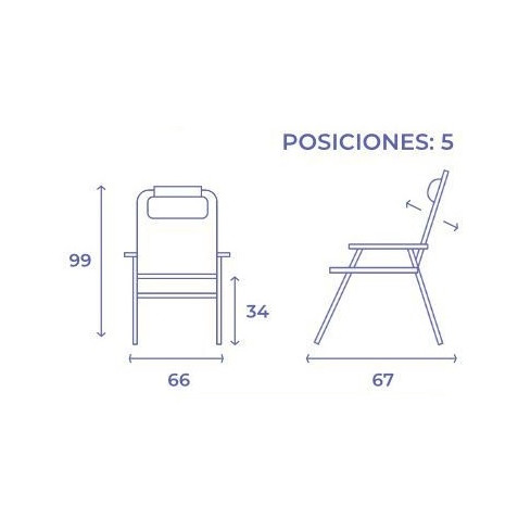 SILLA PLEGABLE 5 POSICIONES ALUMINIO...
