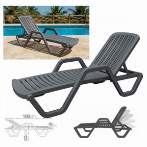 TUMBONA RELAXIA ANTRACITA 5 POSICIONES 65X186X50
