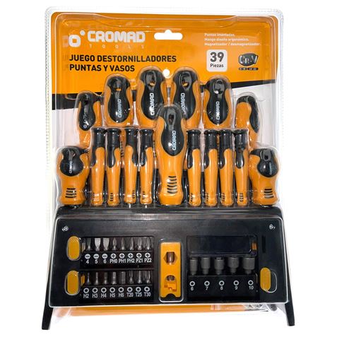 JUEGO 39 PIEZAS DESTORNILLADORES Y PUNTAS CROMAD - CR1046-1