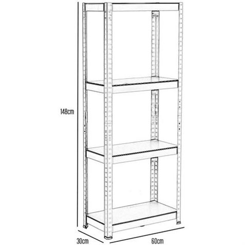 ESTANTERIA GRIS 4 BALDAS AJUSTABLES 60KG 148X60X30CM - 75912-1