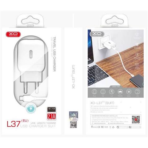PACK CARGADOR CORRIENTE L37 2.1A + CABLE MICRO USB XO - XOL37MC-1