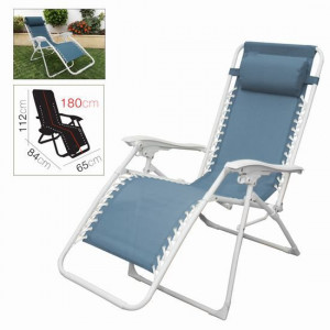 TUMBONA RECLINABLE CON ALMOHADA AZUL...