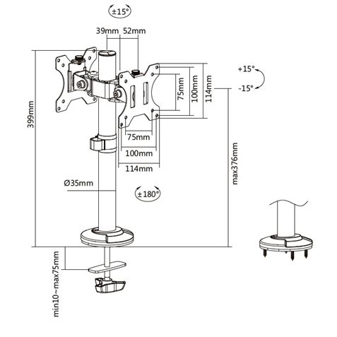 SOPORTE PARA MOSTRADOR 2 MONITORES 17"-32" CROMAD - CR1021-1